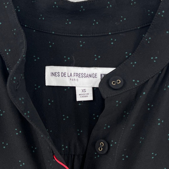 Ines de la Fressange Paris Uniqlo Midi Dress XS Black Print Long Sleeve Shirt - Picture 8 of 16